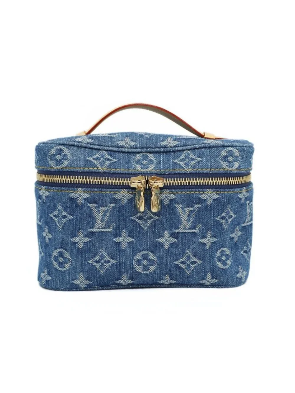 Louis Vuitton Nice Mini Vanity Bag Monogram Denim Leather Blue